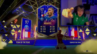 Fifa 22 TOTY Pack opening  Team Of The Year Mbappe in a pack plus three Icons [upl. by Anrahc]