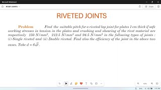 Riveted Joints 11 Design of Riveted joint Numerical Problem [upl. by Leiba]