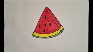 water melon easy drawing for kids and toddlers [upl. by Anelhtak893]