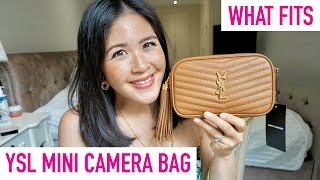 BUDGET YSL MINI CAMERA BAG  WHAT FITS  MOD SHOTS  Sam Loves [upl. by Akirrehs]