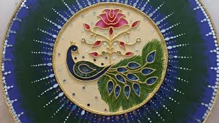 Peacock painting Lippan Art ideas ✍ [upl. by Mixam]