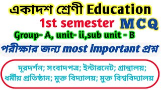 class 11 education important mcq  agencies of education  class xi education mcq suggestion [upl. by Ahselrac]