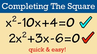 Solving quadratic equations by completing the square [upl. by Jeffcott]