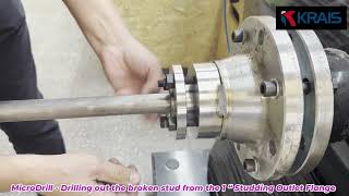 MicroDrill How to remove the broken stud from the Studding Outlet Flange inside or outside vessels [upl. by Yajnas]