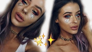 GLITTERY GOLD FESTIVAL MAKEUP [upl. by Cupo]