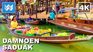 4K DAMNOEN SADUAK  The Largest Floating Market in Thailand 🇹🇭 Boat Ride Tour Vlog amp Travel Guide [upl. by Nnaeirb]