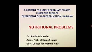 Nutritional ProblemsDr Shashi Kala Yadav Associate ProfessorPEManaemia Vitamin A deficiency [upl. by Muffin495]