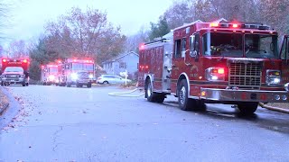 Crews fight brush fire in Johnston [upl. by Nerro928]