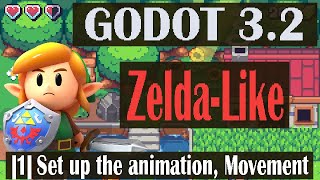 GODOT 32 ZELDALIKE TUTORIAL 1 Animation and movement [upl. by Llednov714]