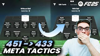 INSANE 451 TO 433 BEST META FORMATION AND CUSTOM TACTICS IN FC 25 ULTIMATE TEAM [upl. by Treacy]