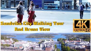 Sandvika Norway 🇳🇴Mai 2022 4K Ultra HDR Walking Tour and Drone View ⏯32min [upl. by Kehsihba]