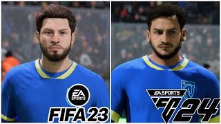 FIFA 23 Vs EAFC 24 Player Faces Napoli reaction [upl. by Eylsel]