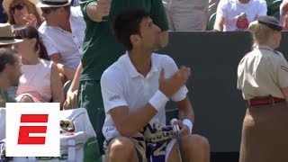 Wimbledon 2018 Highlights Djokovic receives warning defeats Nishikori to advance  ESPN [upl. by Sharline]