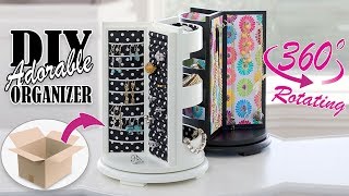 DIY ROTATING JEWELLERY ORGANIZER ADORABLE IDEA  Cute Organizer Tutorial [upl. by Eimaraj435]