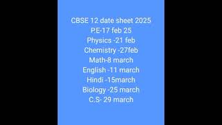 Date Sheet Class 12 CBSE short [upl. by Barbara-Anne994]