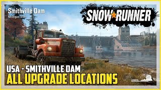 SnowRunner All Upgrade Locations Smithville Dam Michigan [upl. by Yehudi534]