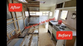 Vintage Camper Remodel Part 1 Timelapse Shasta Tear Down [upl. by Assennev126]