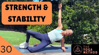 30Minute Strength amp Stability on the Go Resistance Band Workout  THE YOGA METHOD [upl. by Olaznog]