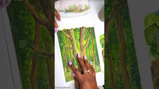 New Step by Step patreon tutorial gouache gouachepainting artist art painting dreamyart tree [upl. by Sperling47]