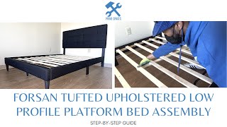 Forsan Tufted Upholstered Low Profile Platform Bed Assembly  How to Assemble A Platform Bed [upl. by Ashlen]