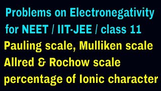 Problems on Electronegativity for NEETIITJEEClass 11 [upl. by Kendry993]