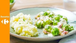 Choux de Bruxelles aux lardons dans leur sauce blanche [upl. by Calvert425]