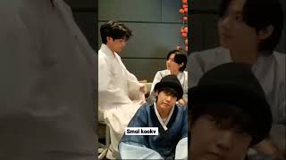 That little smirk on Jungkooks face when taehyung take off his Hanbok😳😅😍🤗💜💚taekook kookv vkook [upl. by Nihcas]