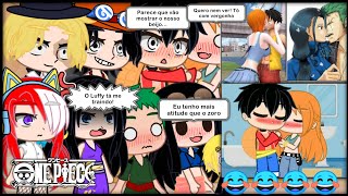 Mugiwaras  AceSaboUta e Hancock react Shipps fotos e memes One Piece  react do beijo do LuNami💋👀 [upl. by Atiek357]