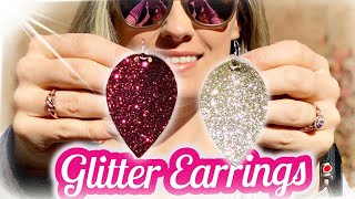 DIY Leather Glitter Earrings Cricut Tutorial Start to finish Great design space cricut tutorial [upl. by Aidas]