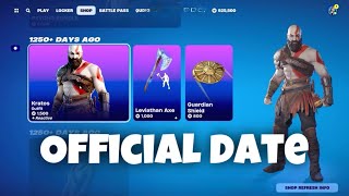 OFFICIAL DATE OF KRATOS IN FORTNITE When will Return kratos skin pickaxe leviathan axe its coming [upl. by Maxima]