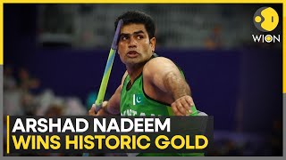 Paris Olympics 2024 Pakistans Arshad Nadeem wins historic javelin gold in Olympics  WION [upl. by Wohlen]