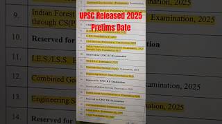 UPSC Calendar 2025  UPSC Prelims Date 2025 upsc shorts [upl. by Airekat760]