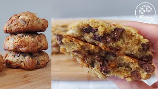 Levain style Chocolate Chip Cookies  Puffy and Big l Crunch outside and Soft inside  Petit Plats [upl. by Ayikal]