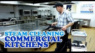 Steam cleaning a commercial kitchen with the Pegaso steam cleaner by Steam Australia [upl. by Adnawyek487]