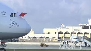 Lufthansa Airbus A380 roadshow at Malta International Airport  1932011 [upl. by Skcirdnek]