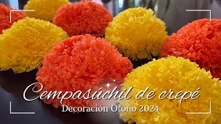 DIY Flor de cempasúchil con papel crepé  Decoración Otoño 2024 🍂  HDH 🌷 [upl. by Lubet]