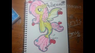 Vẽ Pony Fluttershy  Seapony Flutterbat  Happy Halloween nhé [upl. by Hgalehs]