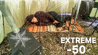 Extreme 39C WINTER CAMPING IN THE WARMEST HOT TENT ON EARTH ASMR [upl. by Hung]