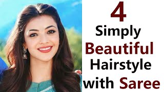 4 Simply pretty hairstyle with Saree look  easy quick hairstyle  hairstyle 2023 [upl. by Cigam]