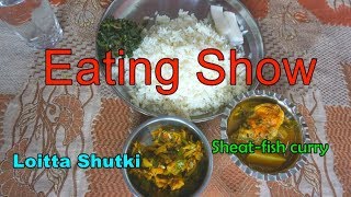 Eating Loitta Shutki and Sheat fish curry with rice  Eating Show [upl. by Mali]