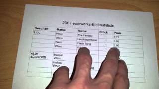 20€ FeuerwerksEinkaufsliste 201516 [upl. by Antonin992]