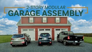 TwoStory Modular Garage Assembly  Stoltzfus Structures [upl. by Ardnola]