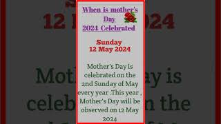 Mothers Day 2024 Date Mothers Day Kab Hai mothersday2024mothersdaysong [upl. by Urbano909]