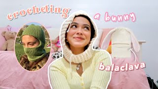 trying to crochet a bunny BALACLAVA  crochet with me [upl. by Dorothi]