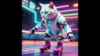 cute cat roller skating catytshorts viralvideo viralvideo reeshorts ytshort animation short [upl. by Holna]