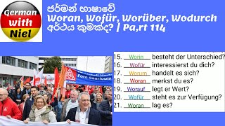 Part 114  ජර්මන් සිංහලෙන්  Woran Wofür Worüber Wodurch No293 [upl. by Gerdi]