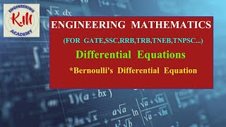 DIFFERENTIAL EQUATIONS Bernoullis Differential Equation for Competitive exams in tamil [upl. by Miranda340]