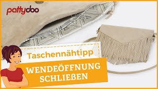 Taschen nähen 9 Wendeöffnung mit MatratzenstichLeiterstichZaubernaht schließen [upl. by Anire]