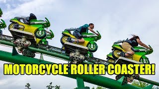 Motorcycle Themed Roller Coaster Multi Angle POV Booster Bike Toverland Netherlands [upl. by Klimesh815]