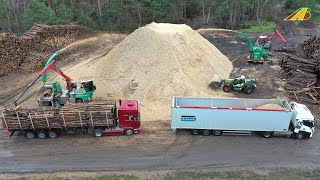 Großaktion Bergbau mit 4500 cbm Hackschnitzel 8 LKW JENZ Hacker amp Fendt 942 JENZ Cobra Großeinsatz [upl. by Lenad]